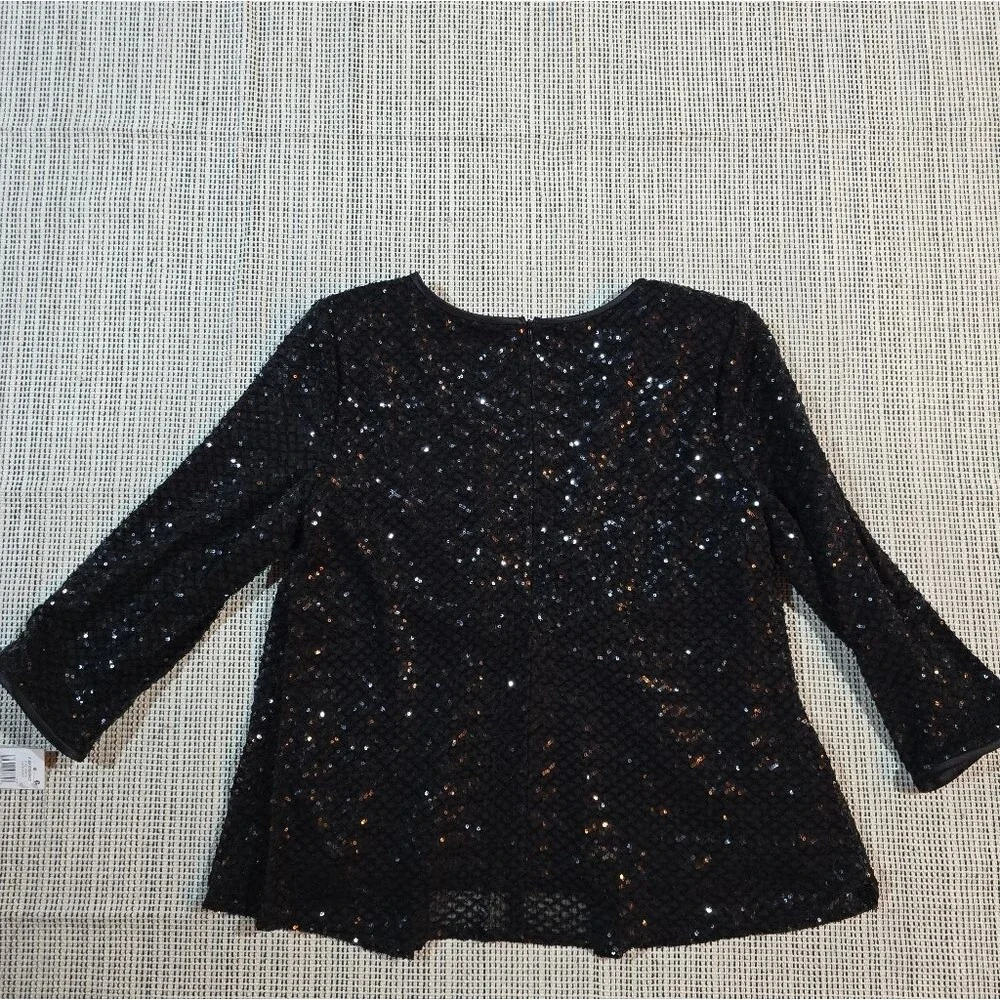 Alex Evenings Black Sequin Jacket With Tank Top Size MP NWT Formal Party Sparkle